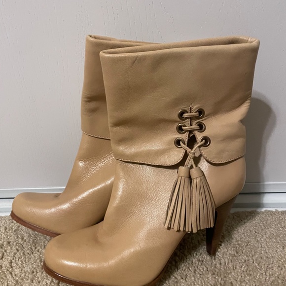 Coach Tan Booties w/Tassel - Picture 2 of 4